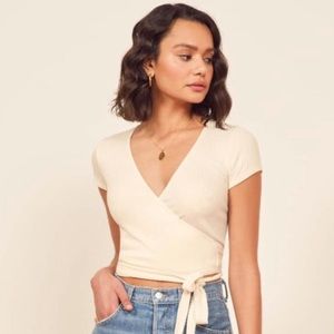 Reformation Flora Top in Ivory